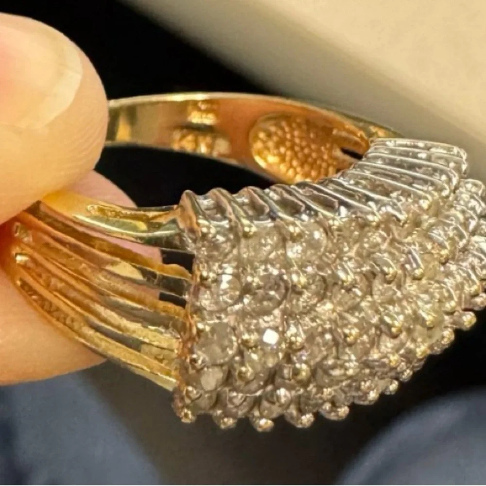 3/4 14kt Yellow Gold Arch Dome Diamond Ring - Picture 6 of 9